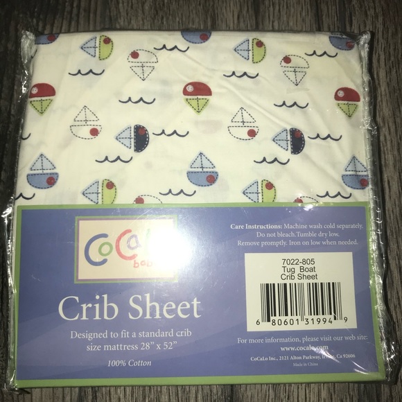 Cocalo Crib Sheets Tug boat collection Baby Nursery Newborn 28" x 52 NIP - Picture 3 of 4